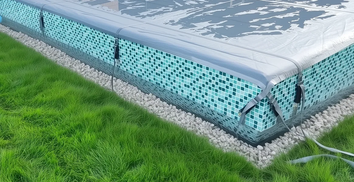 Покрывало для бассейна под снегом — защита зимой в Сортавале